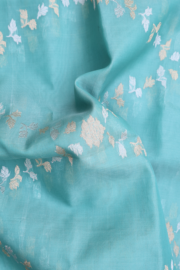 Banarasi Silk Saree In Turkish Blue With Diamond Design