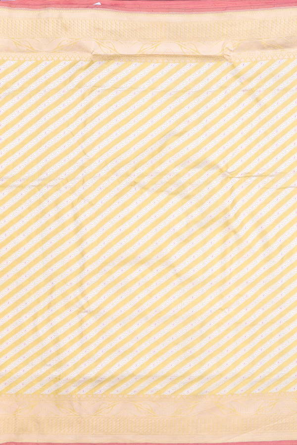 Banarasi Silk Saree In Yellow With Diagonal Design
