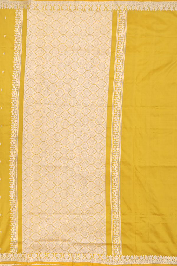 Banarasi Silk Saree In Yellow With Zari Buttas