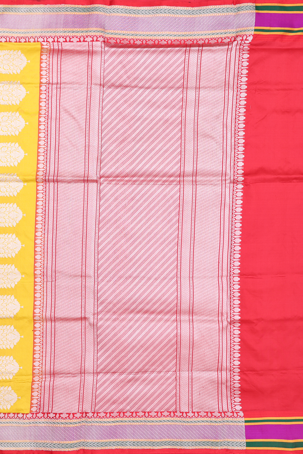 Banarasi Silk Saree In Yellow With Zari Buttas