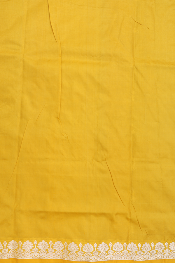 Banarasi Silk Saree In Yellow With Zari Buttas