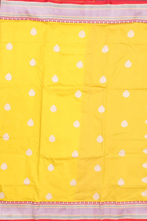 Banarasi Silk Saree In Yellow With Zari Buttas