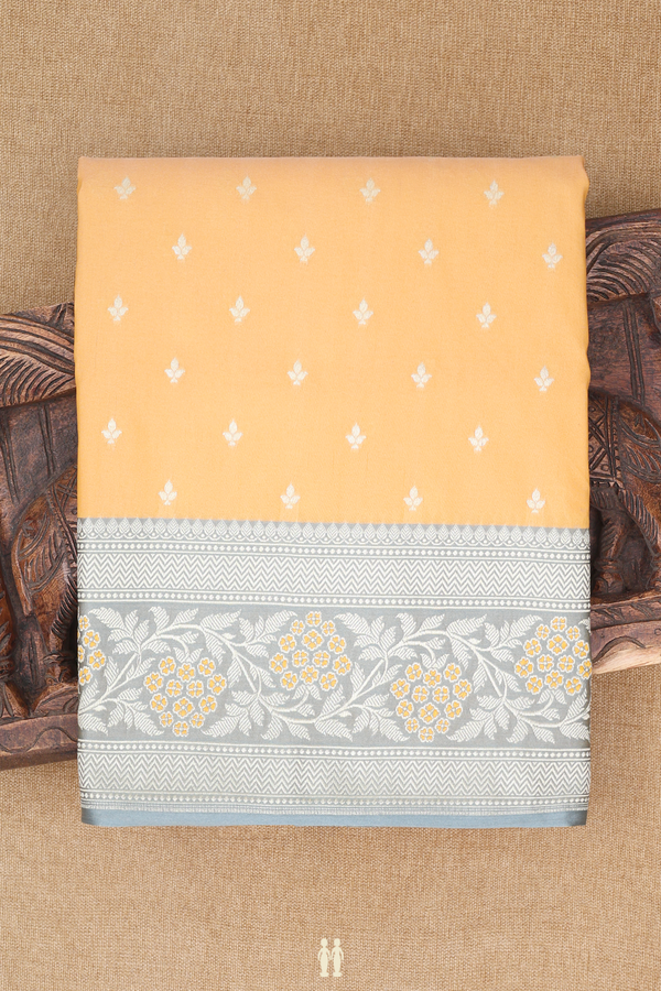 Banarasi Silk Saree In Yellowish Beige With Zari Buttis