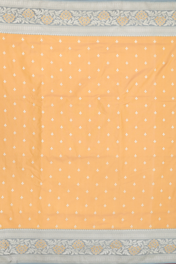 Banarasi Silk Saree In Yellowish Beige With Zari Buttis