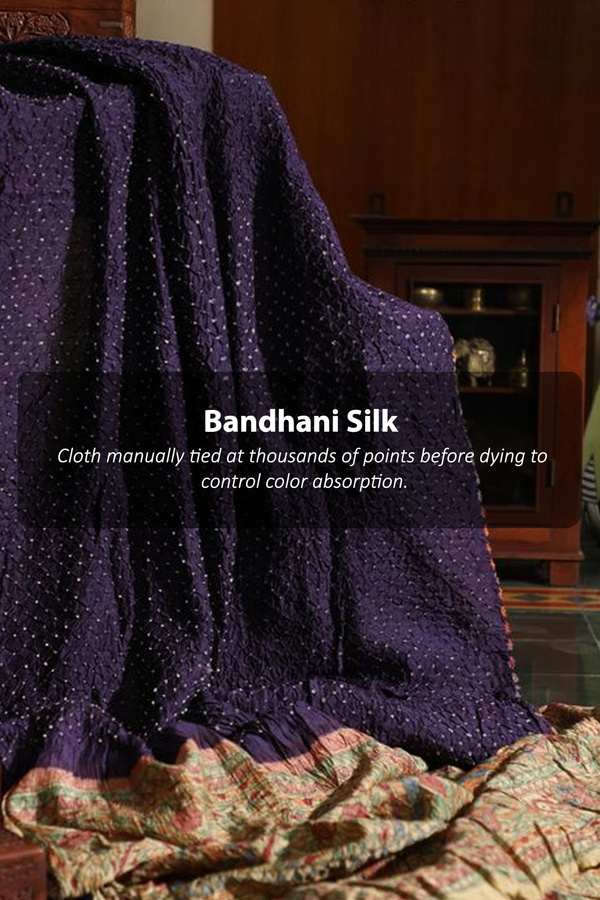 Bandhani Silk Saree In Light Orange With Tie And Dye Design