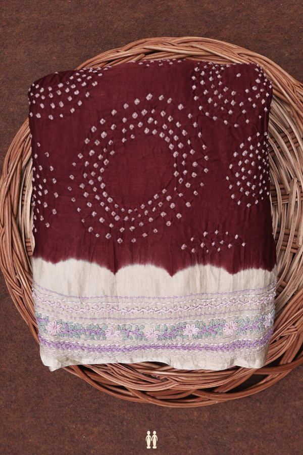 Bandhani Silk Saree Chocolate Brown With Tie And Dye Design