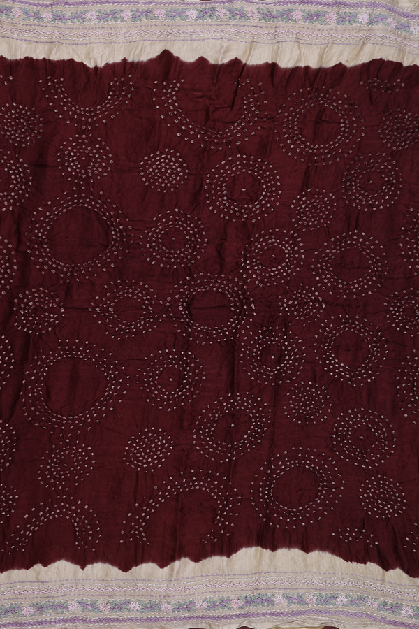 Bandhani Silk Saree Chocolate Brown With Tie And Dye Design