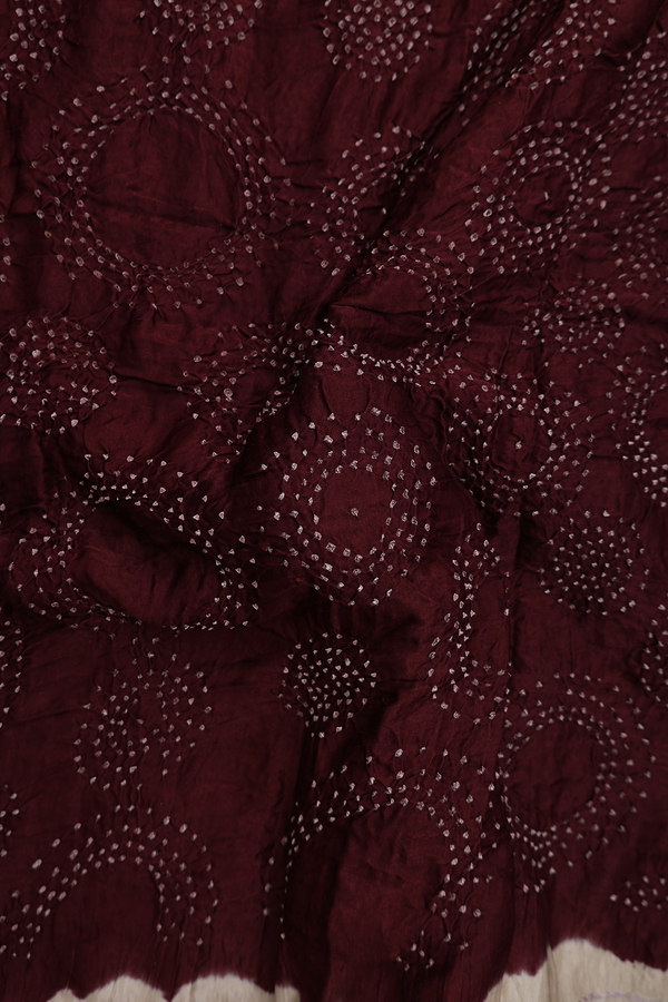 Bandhani Silk Saree Chocolate Brown With Tie And Dye Design