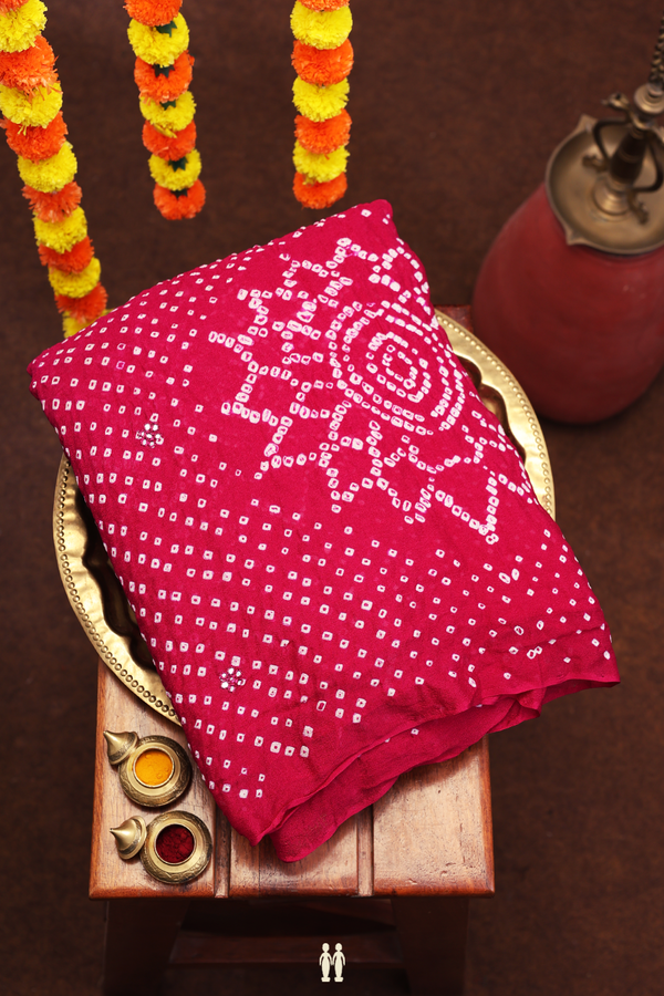 Bandhani Silk Saree In Berry Purple With Tie And Dye Design