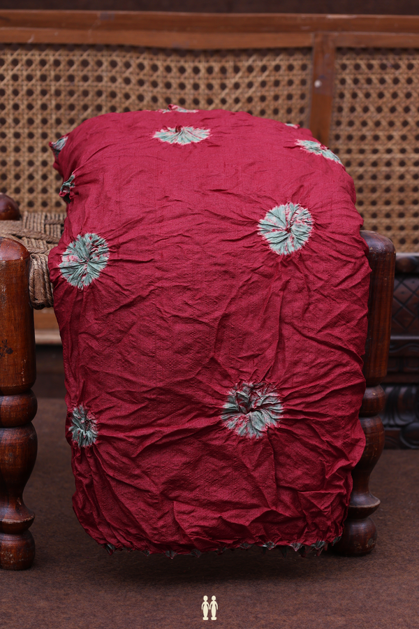 Bandhani Silk Saree In Berry Red With Tie And Dye Design