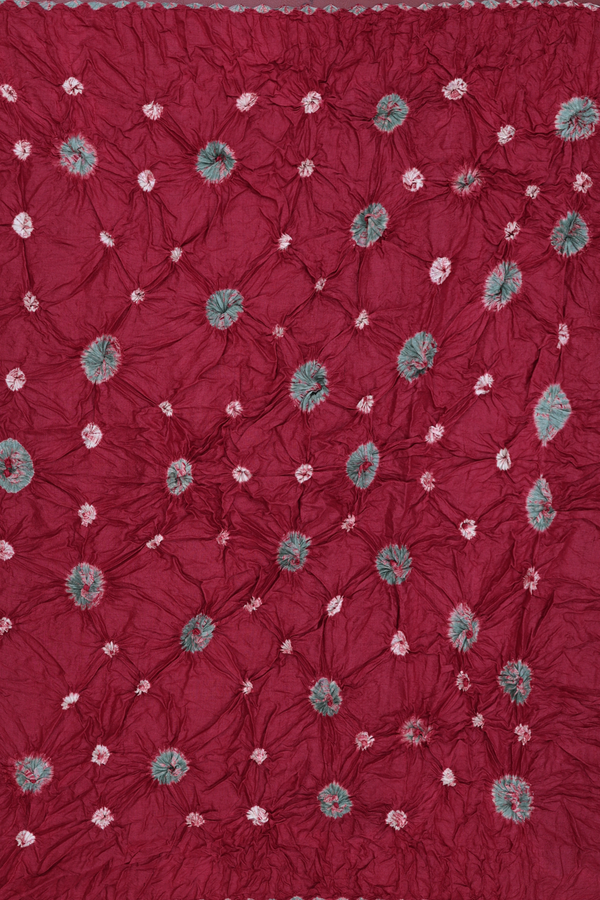 Bandhani Silk Saree In Berry Red With Tie And Dye Design
