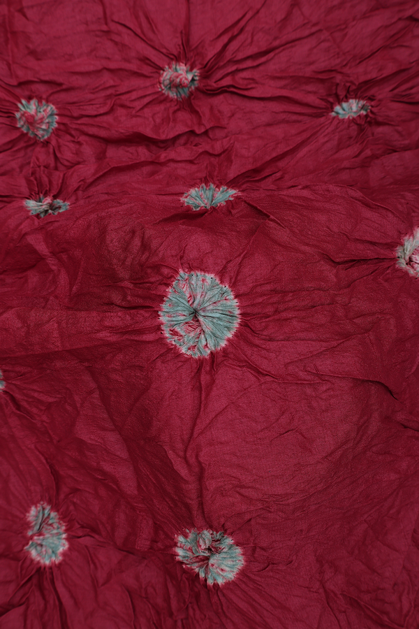 Bandhani Silk Saree In Berry Red With Tie And Dye Design