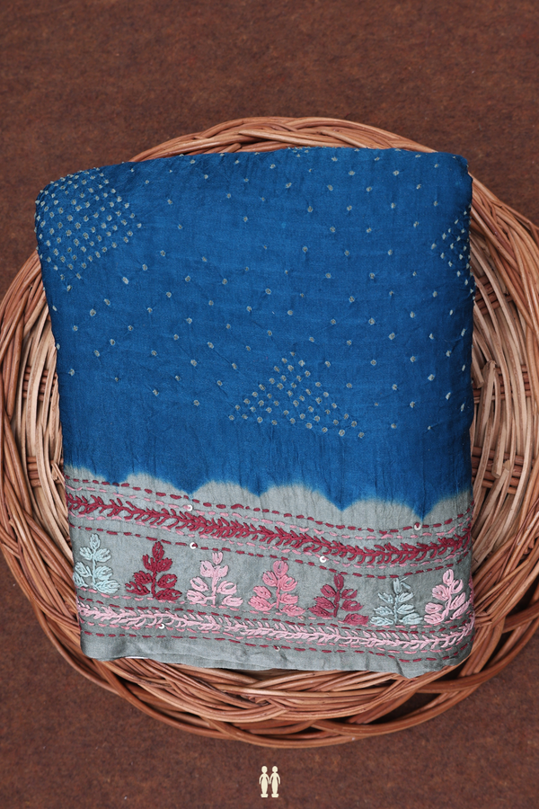 Bandhani Silk Saree In Blue With Tie And Dye Design