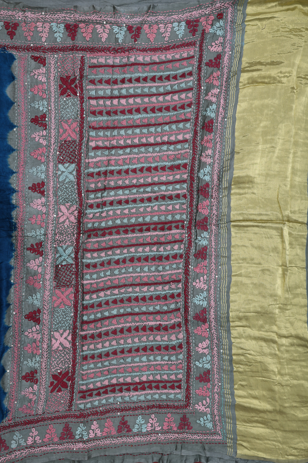 Bandhani Silk Saree In Blue With Tie And Dye Design