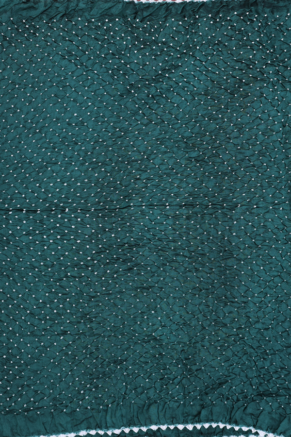 Bandhani Silk Saree In Bottle Green With Tie And Dye Design