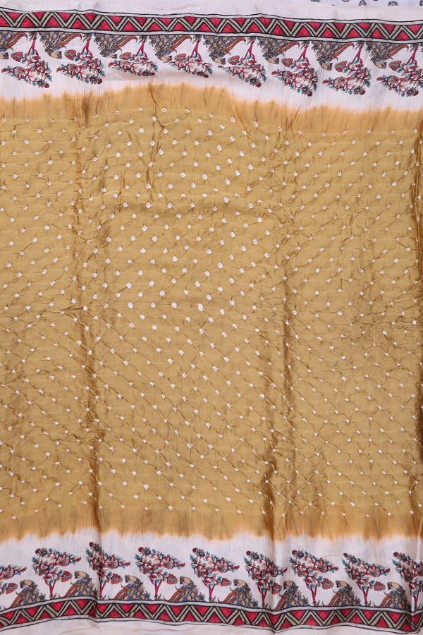 Bandhani Silk Saree In Brown With Tie And Dye Design
