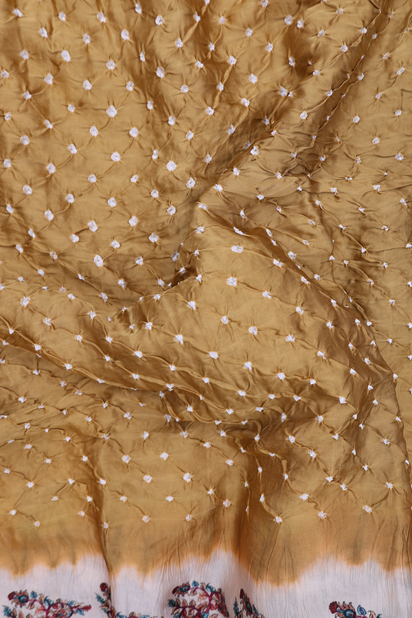 Bandhani Silk Saree In Brown With Tie And Dye Design