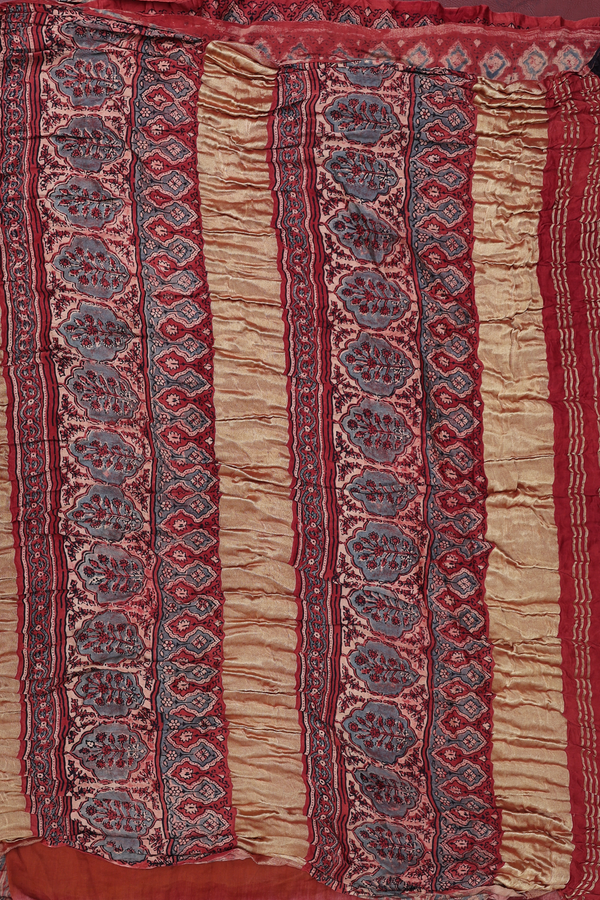 Bandhani Silk Saree In Brown With Triangle Design