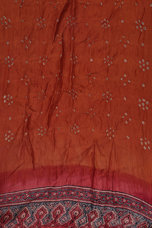 Bandhani Silk Saree In Brown With Triangle Design