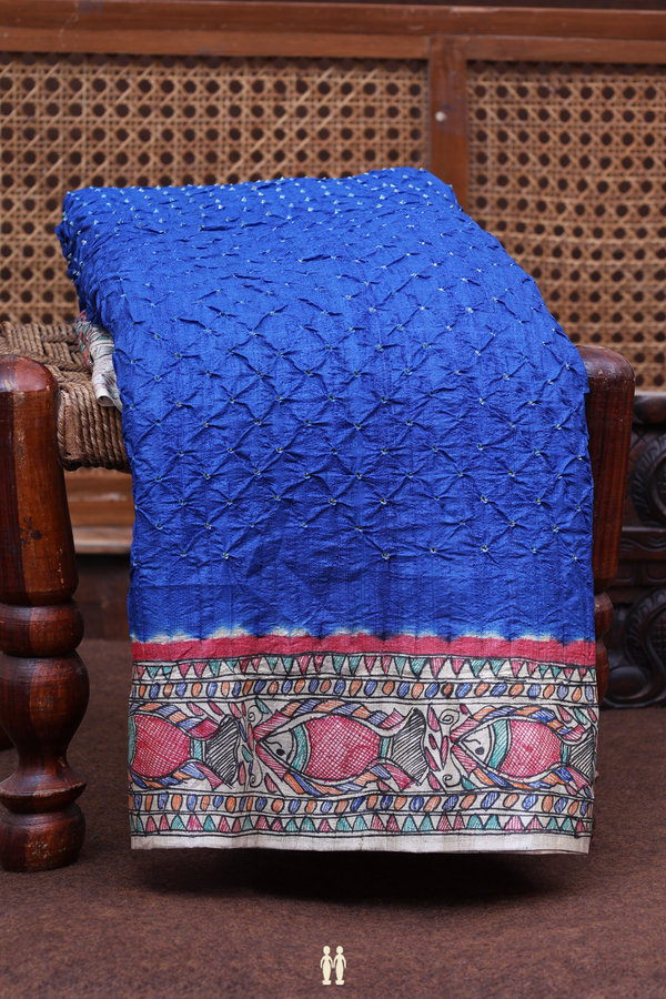 Bandhani Silk Saree In Cobalt Blue With Tie And Dye Design