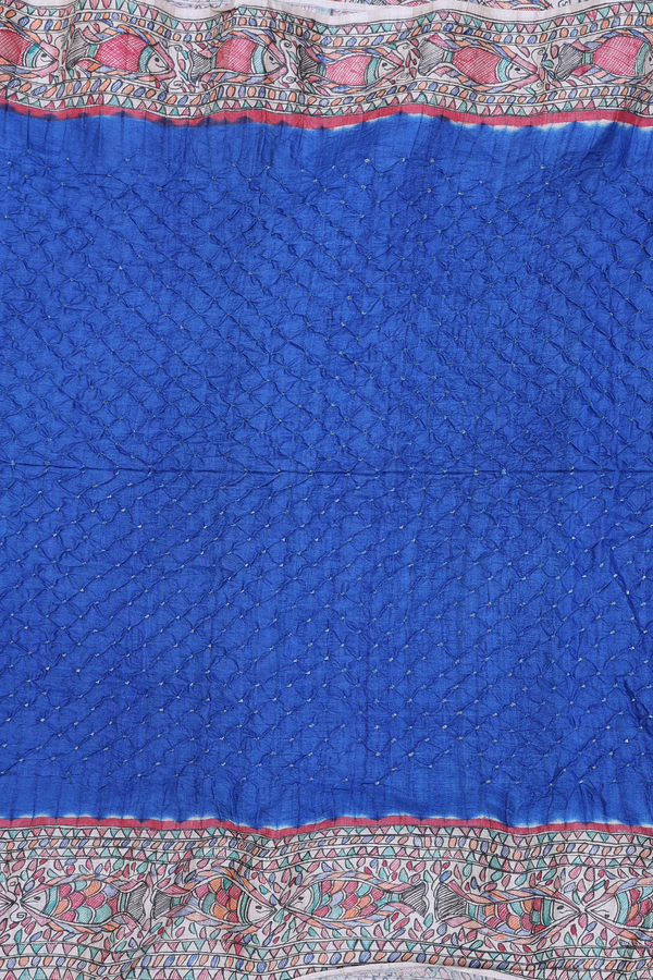 Bandhani Silk Saree In Cobalt Blue With Tie And Dye Design