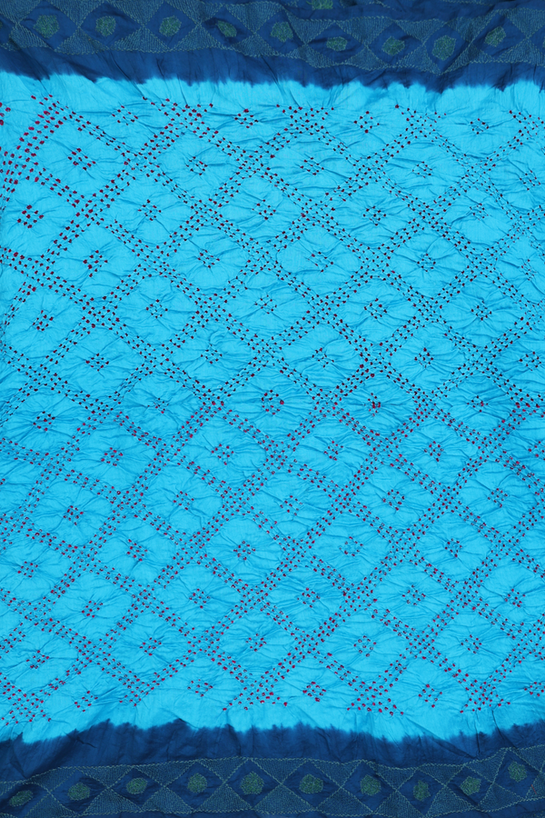 Bandhani Silk Saree In Deep Sky Blue With Tie And Dye Design