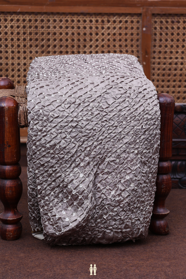 Bandhani Silk Saree In Dusty Grey With Tie And Dye Design