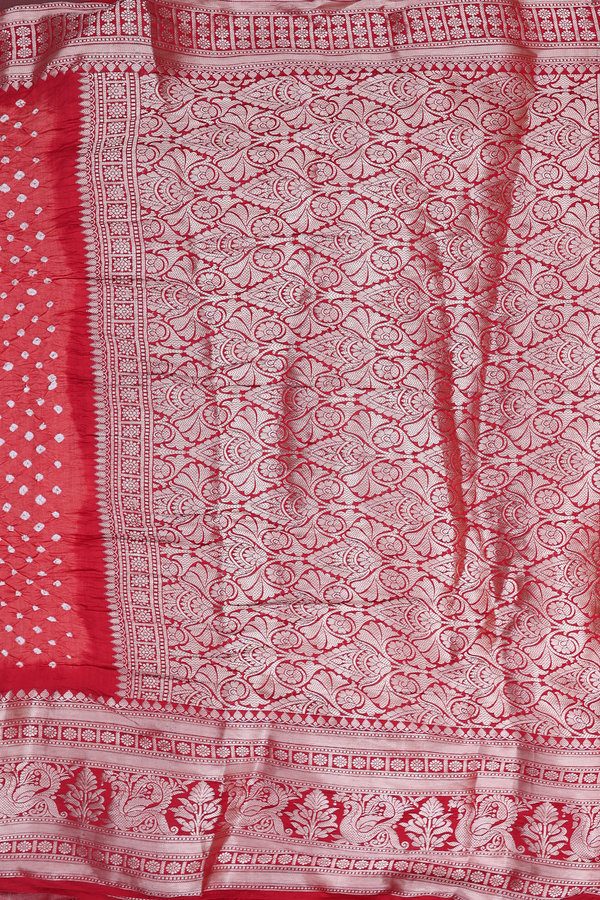 Bandhani Silk Saree In Dusty Orange With Tie And Dye Design