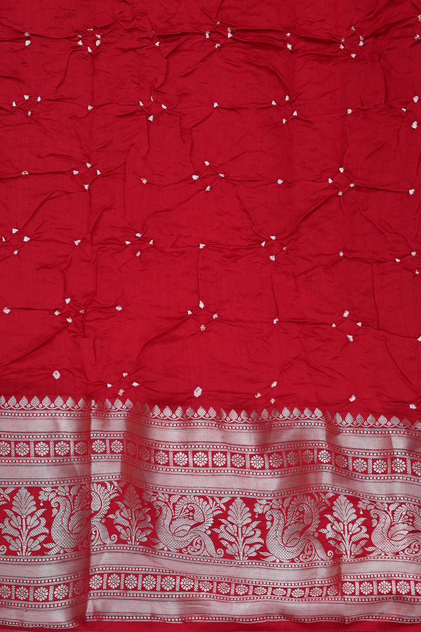 Bandhani Silk Saree In Dusty Orange With Tie And Dye Design