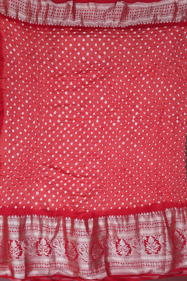 Bandhani Silk Saree In Dusty Orange With Tie And Dye Design