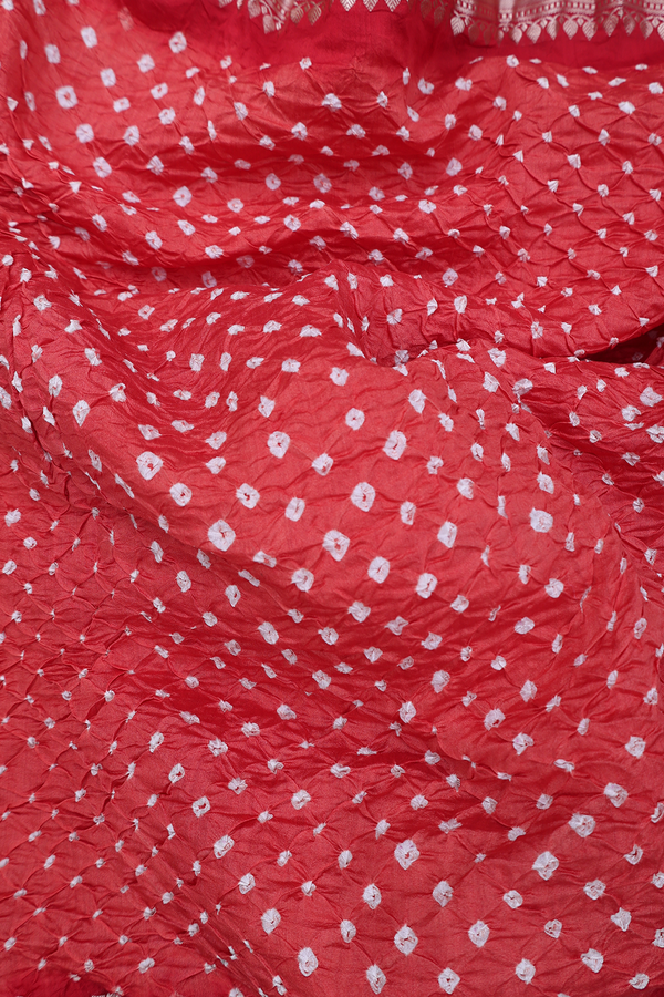 Bandhani Silk Saree In Dusty Orange With Tie And Dye Design