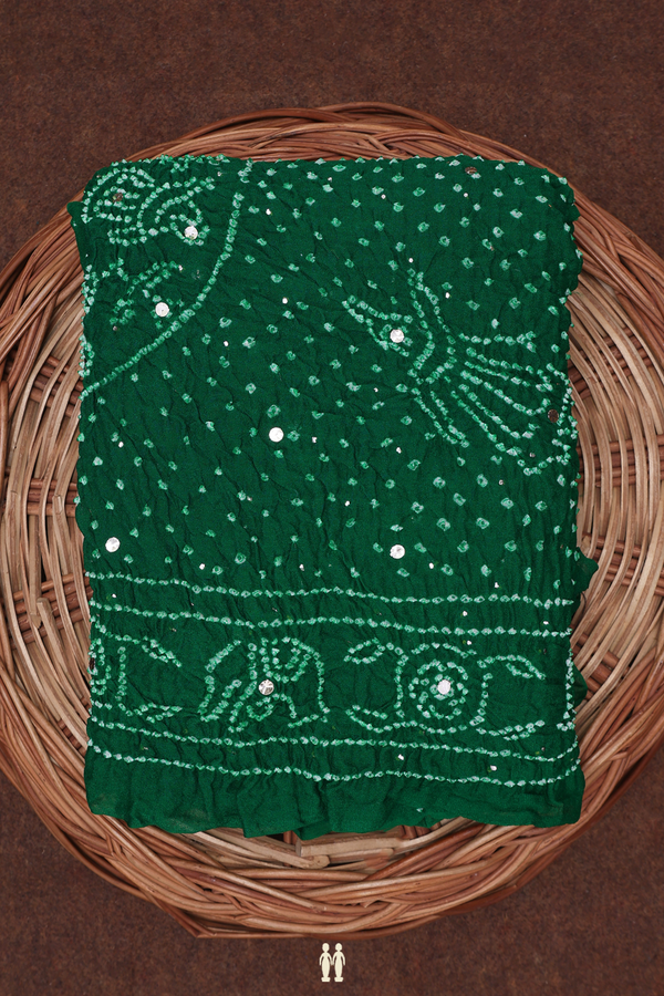 Bandhani Silk Saree In Forest Green With Tie And Dye Design