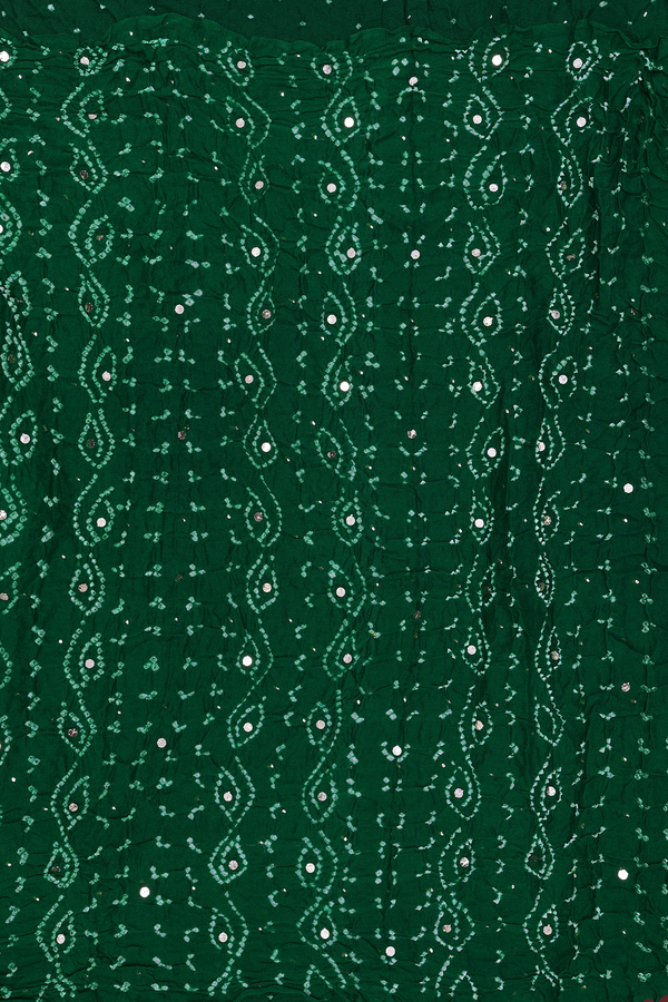 Bandhani Silk Saree In Forest Green With Tie And Dye Design