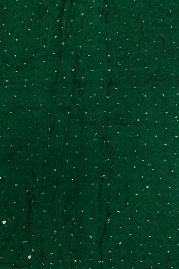 Bandhani Silk Saree In Forest Green With Tie And Dye Design