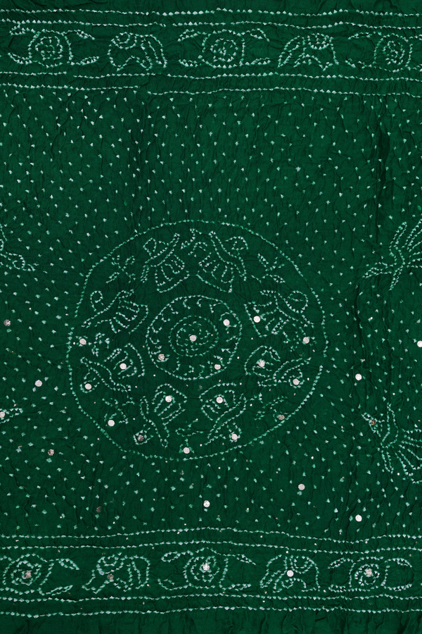 Bandhani Silk Saree In Forest Green With Tie And Dye Design
