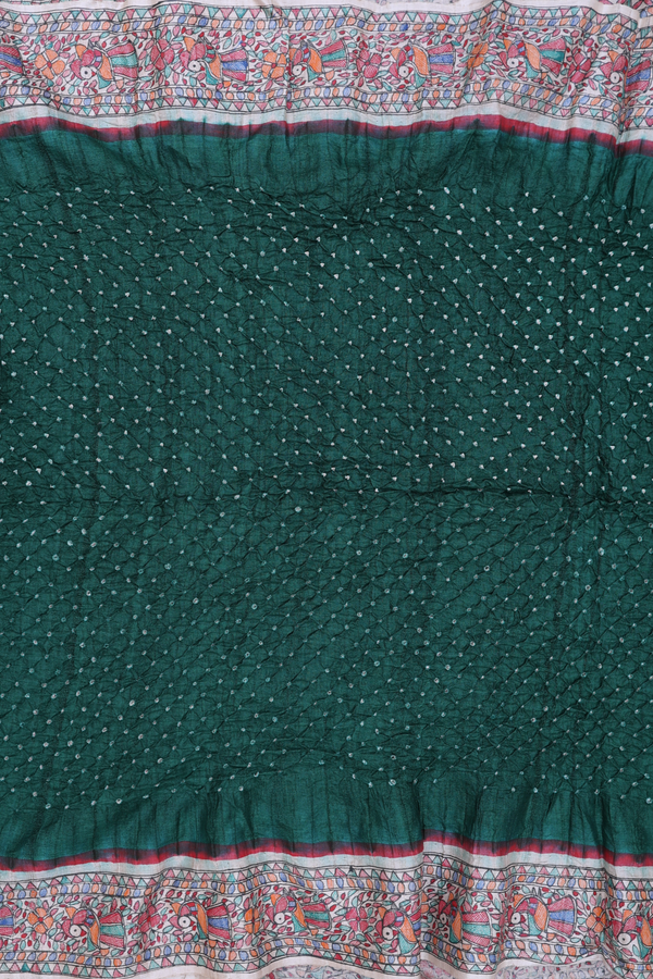 Bandhani Silk Saree In Forest Green With Tie And Dye Design
