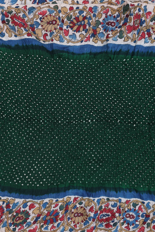 Bandhani Silk Saree In Forest Green With Tie And Dye Design