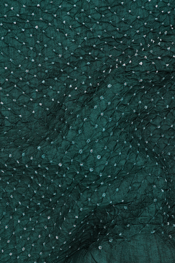 Bandhani Silk Saree In Forest Green With Tie And Dye Design