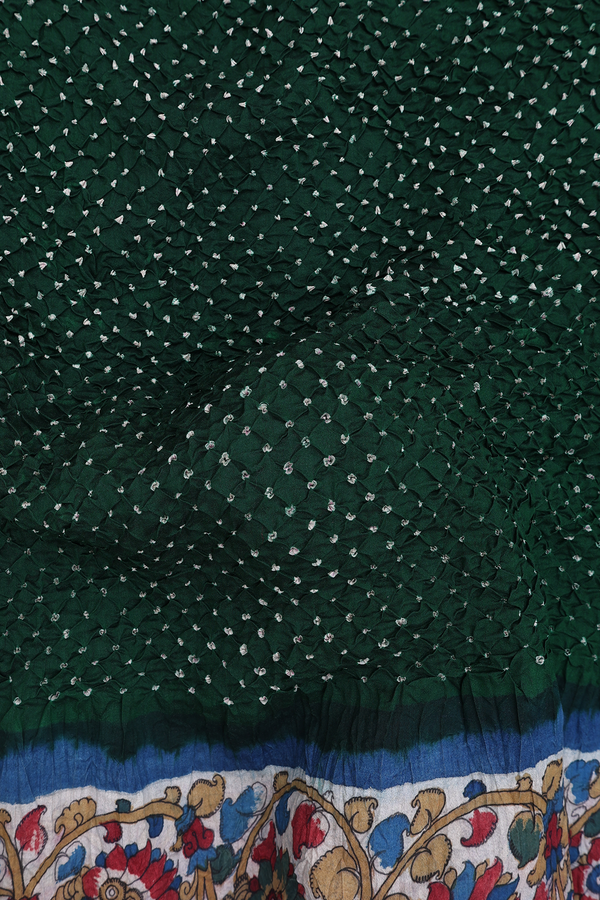 Bandhani Silk Saree In Forest Green With Tie And Dye Design