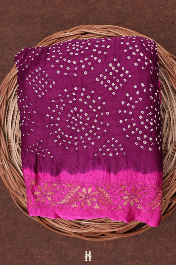 Bandhani Silk Saree In Grape Purple With Tie And Dye Design