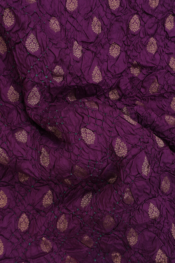 Bandhani Silk Saree In Grape Purple With Tie And Dye Design