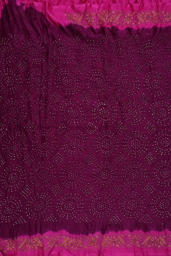 Bandhani Silk Saree In Grape Purple With Tie And Dye Design