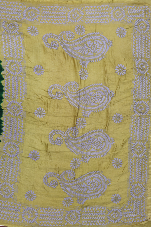 Bandhani Silk Saree In Green With Tie And Dye Design