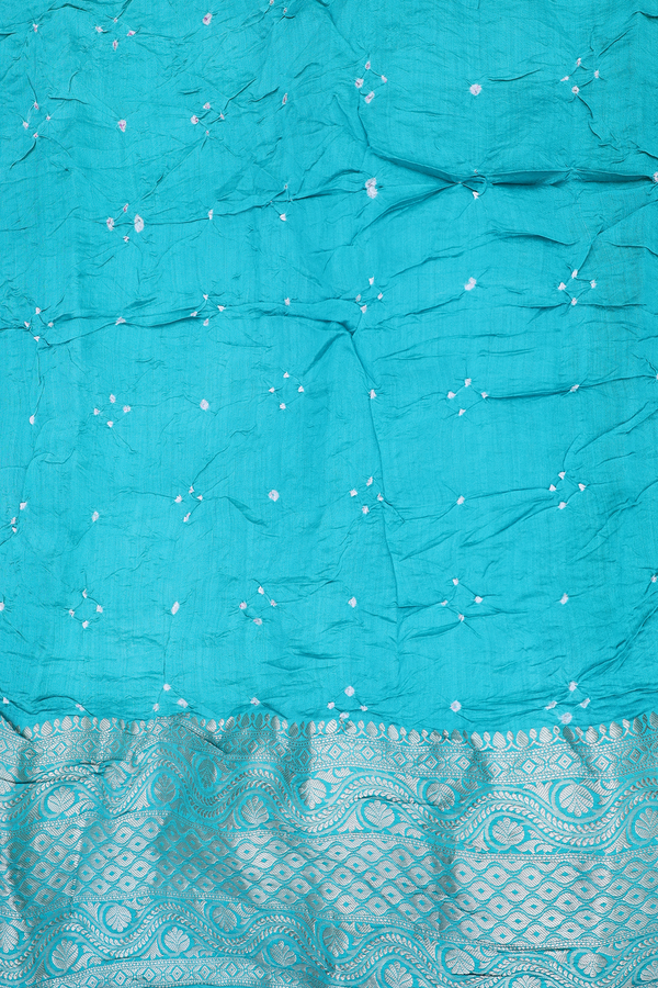 Bandhani Silk Saree In Green With Tie And Dye Design