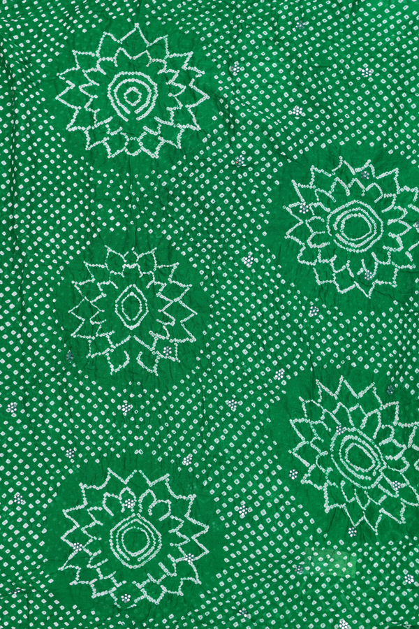 Bandhani Silk Saree In Green With Tie And Dye Design
