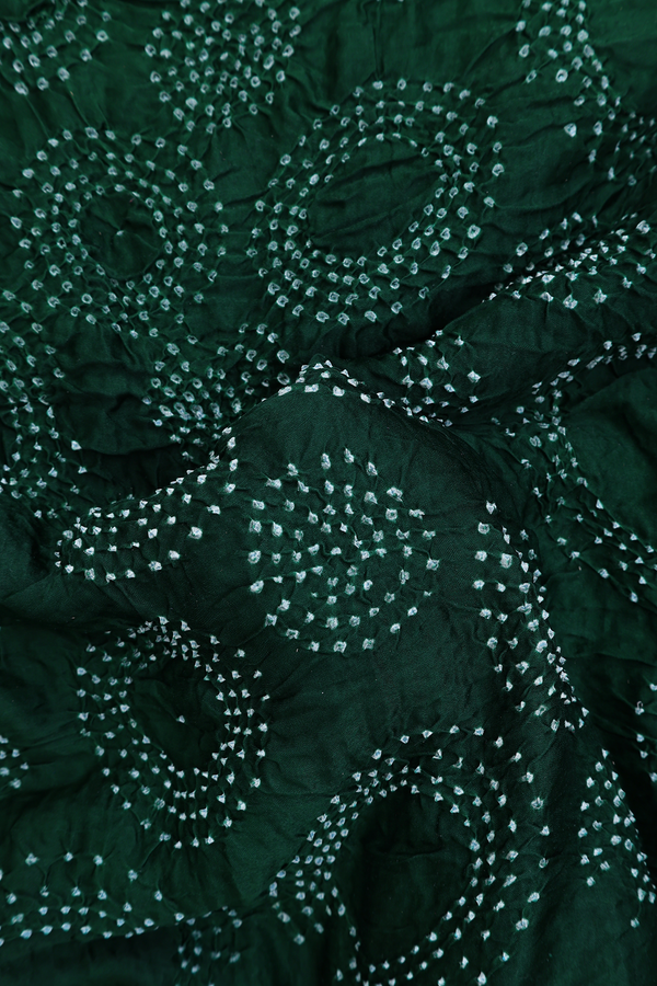 Bandhani Silk Saree In Green With Tie And Dye Design