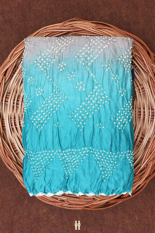 Bandhani Silk Saree In Grey And Green With Tie And Dye Design