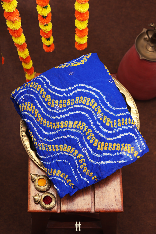 Bandhani Silk Saree In Indigo Blue With Tie And Dye Design