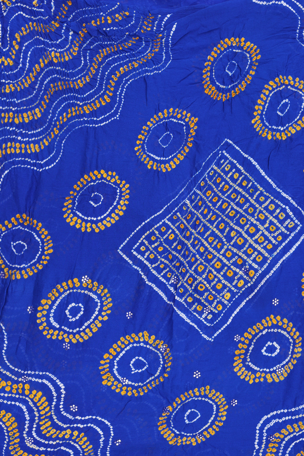 Bandhani Silk Saree In Indigo Blue With Tie And Dye Design