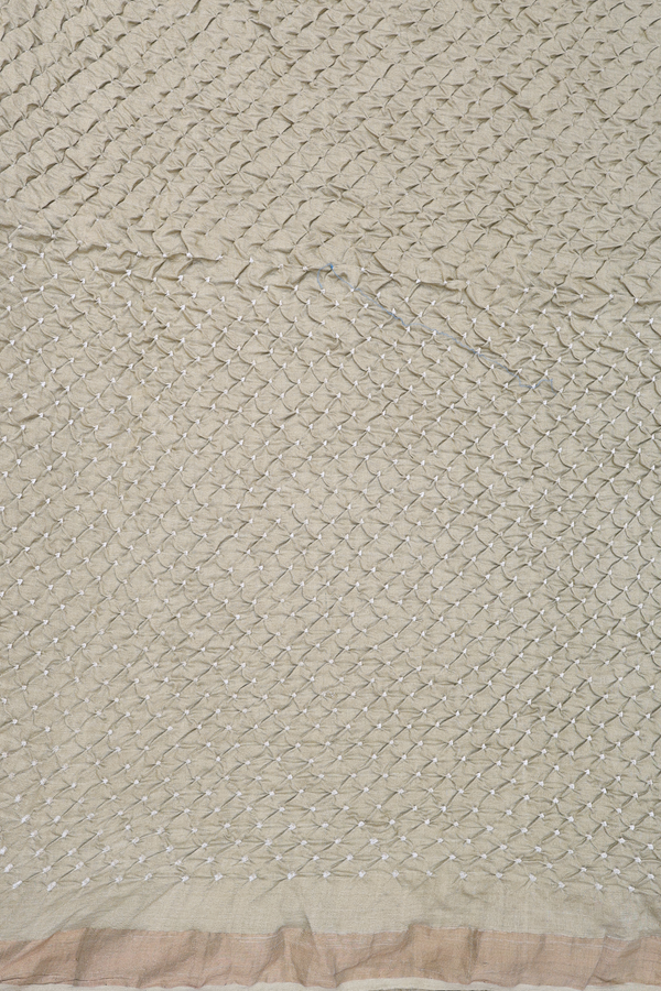 Bandhani Silk Saree In Light Khaki With Tie And Dye Design